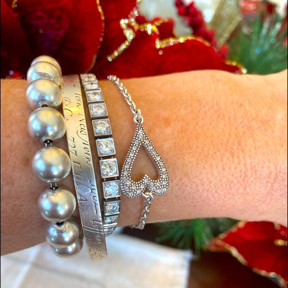 Brighton BELLA MIA Crystal Heart Reversible Necklace Bracelet Earrings RARE - Picture 10 of 16